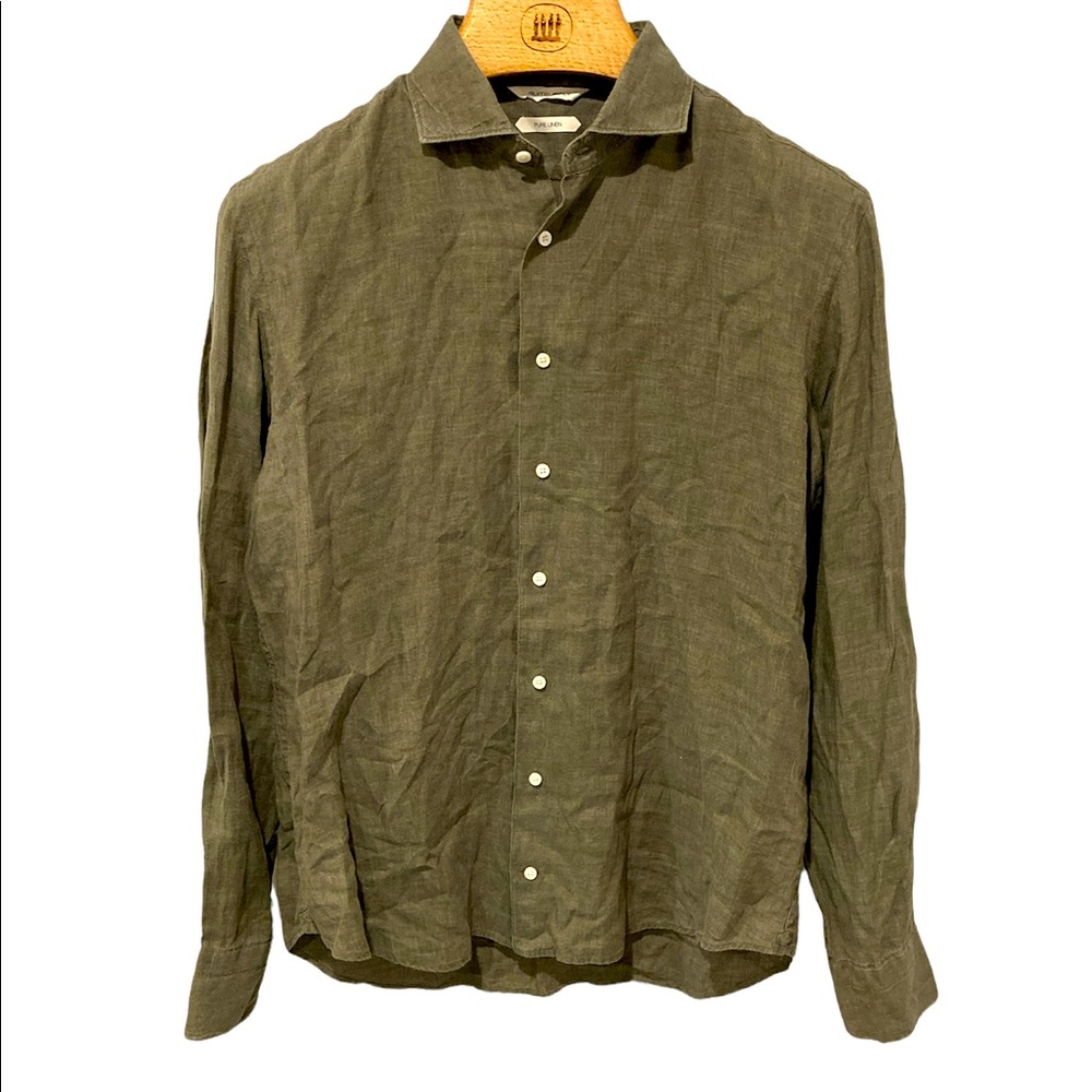 SuitSupply Leggiuno Pure Linen Button Front Slim Fit Shirt Size 15 3/4 (40)